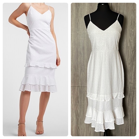 Express Dresses & Skirts - EXPRESS Eyelet ruffle Midi Dress